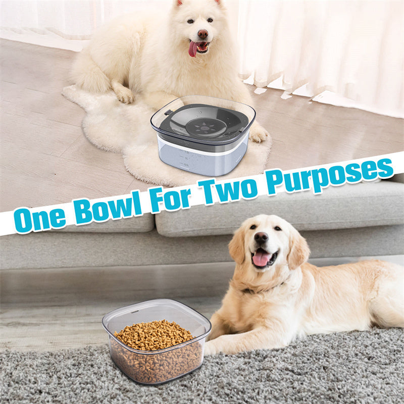 70oz spill-proof dog water bowl with visible water level—slow drinking for pets' comfort!