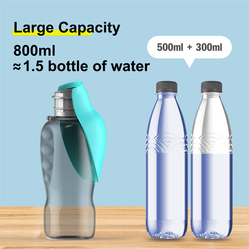 Fantastic 800ml Leakproof Dog Water Bottle with Foldable Bowl – Perfect for Outdoor Adventures