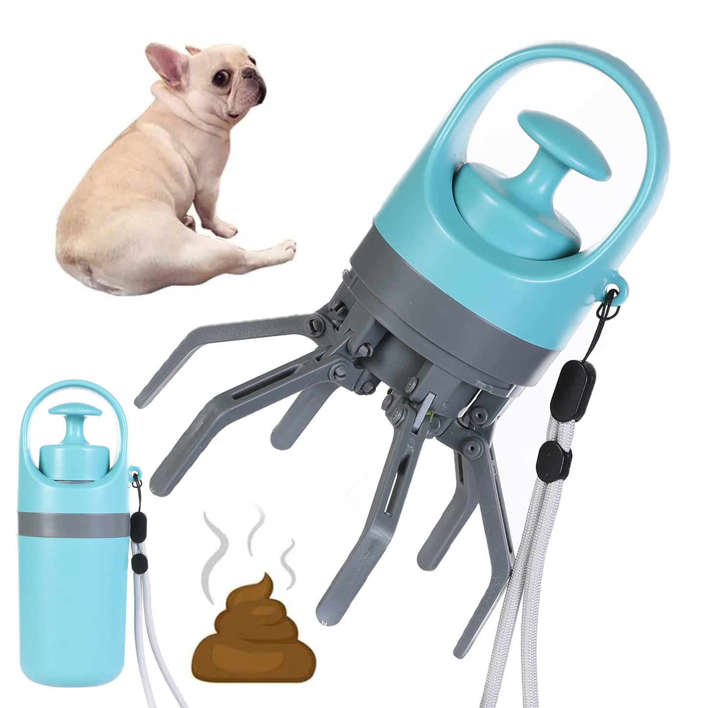 Portable 8-Claw Pooper Scooper with Built-in Bag Dispenser – Cleanups Made Easy