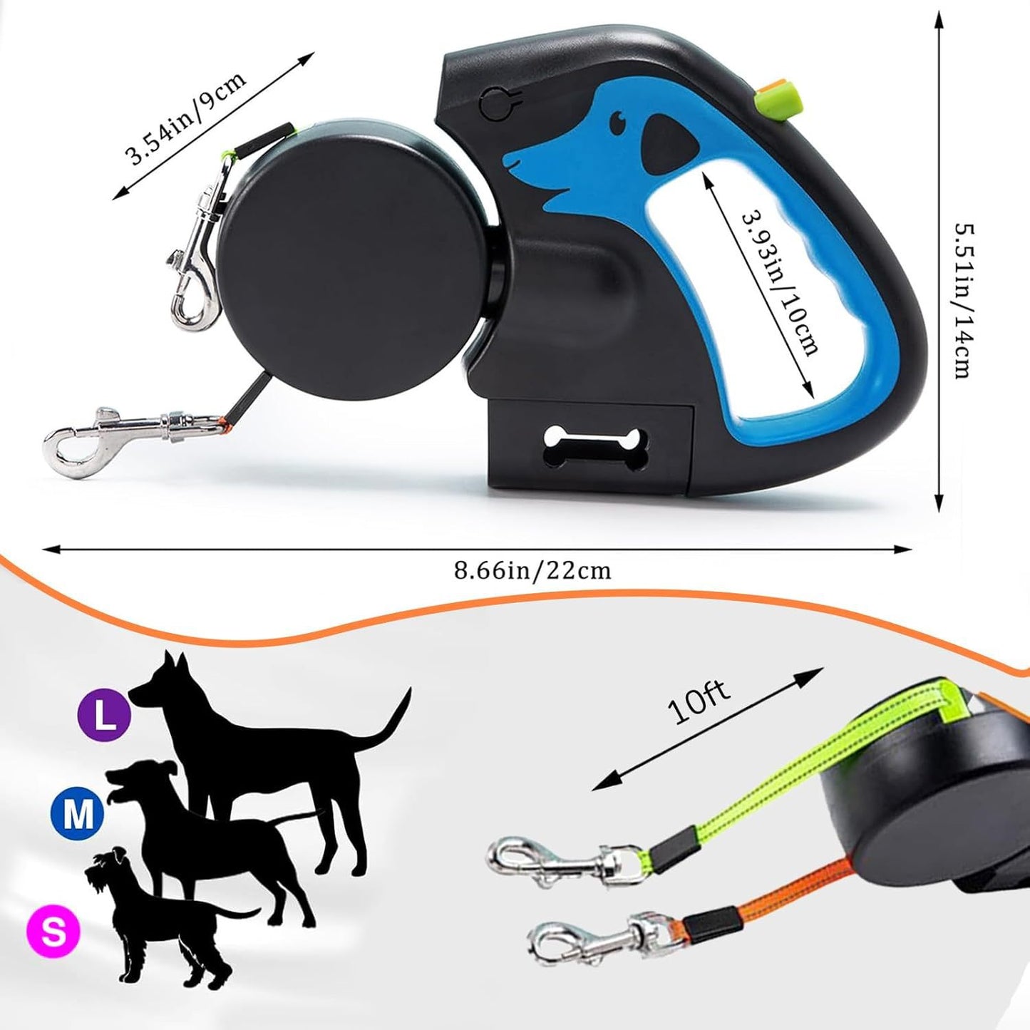 Dual Retractable Leash with LED Light – Walk Two Dogs with Ease